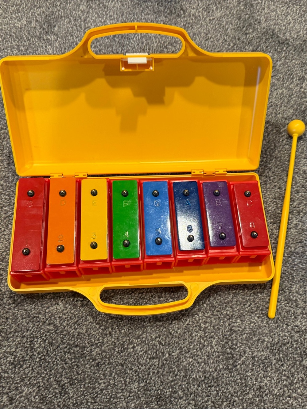 Trophy Music Co Vintage 8 Note Resonator Bell Set Rainbow Xylophone Case Mallets